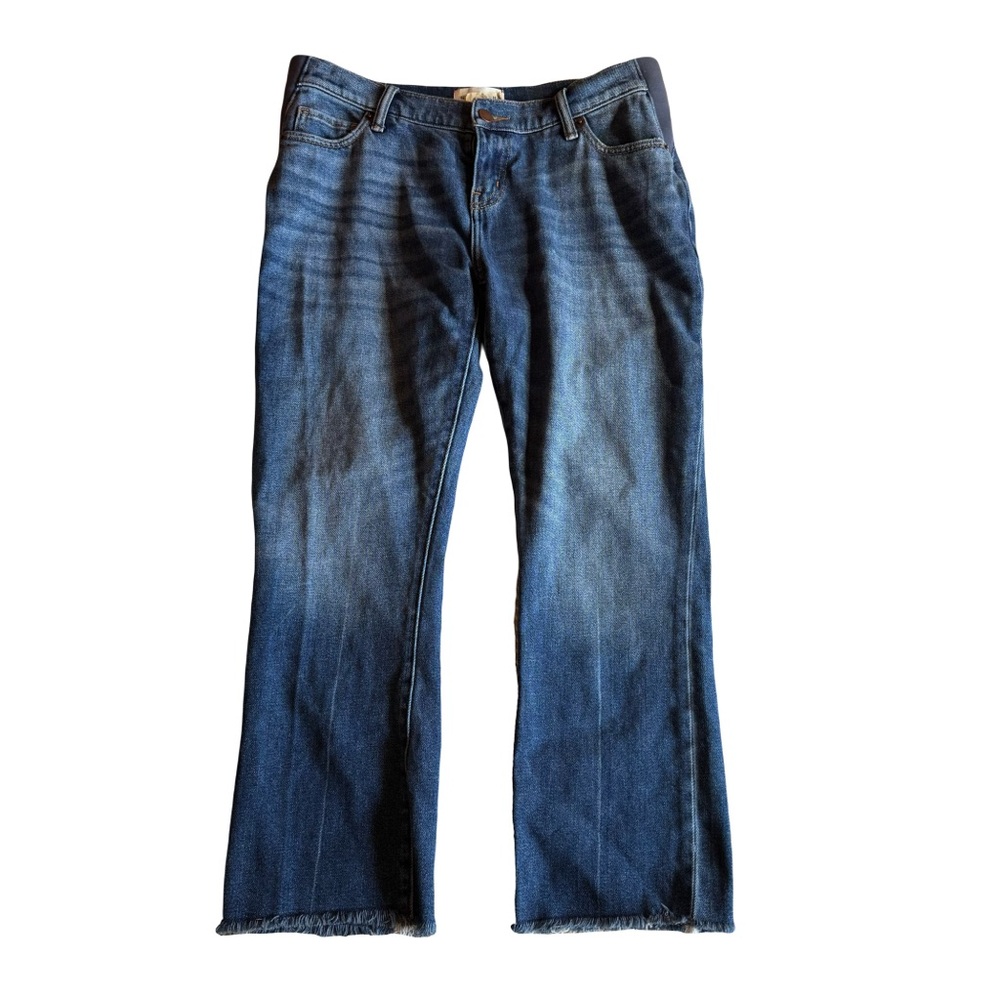 Hatch Maternity Crop Jeans, Raw Hem, Blue, Size 26
